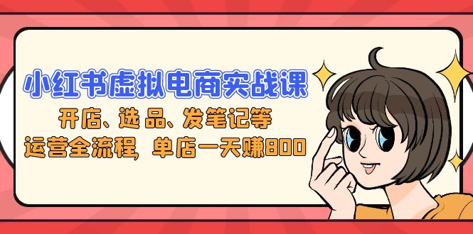 小红书虚拟电商实战课：开店、选品、发笔记等运营全流程，单店一天赚800-灼光资源宝库