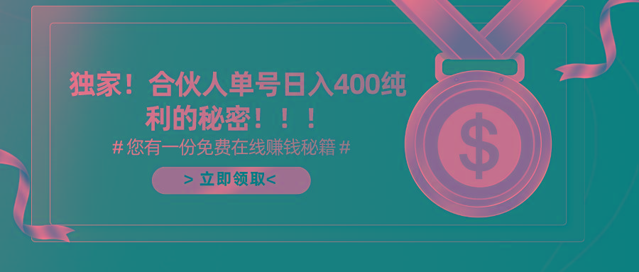 (10028期)合伙人广告撸金最新玩法，每天单号400纯利-灼光资源宝库