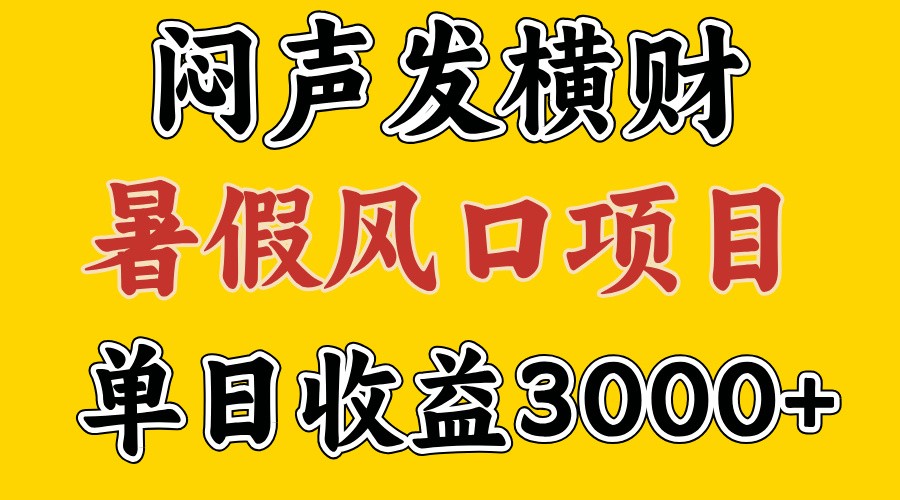 30天赚了7.5W 暑假风口项目，比较好学，2天左右上手-灼光资源宝库
