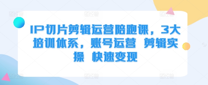 IP切片剪辑运营陪跑课，3大培训体系，账号运营 剪辑实操 快速变现-灼光资源宝库