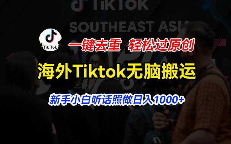 海外Tiktok短视频无脑搬运，一键去重轻松过原创，新手小白听话照做日入...-灼光资源宝库