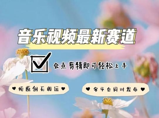 音乐视频赛道最新玩法，纯原创不违规，可所有平台同时发布，会点剪辑即可轻松拿捏【揭秘】-灼光资源宝库