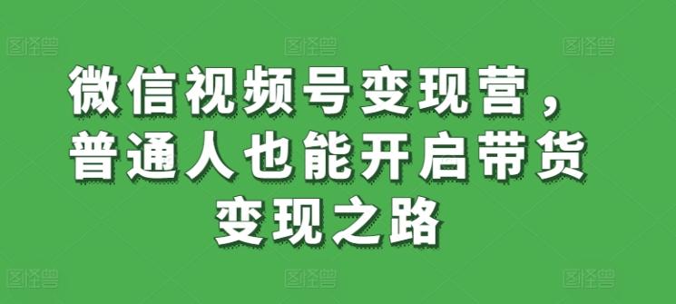 微信视频号变现营，普通人也能开启带货变现之路-灼光资源宝库
