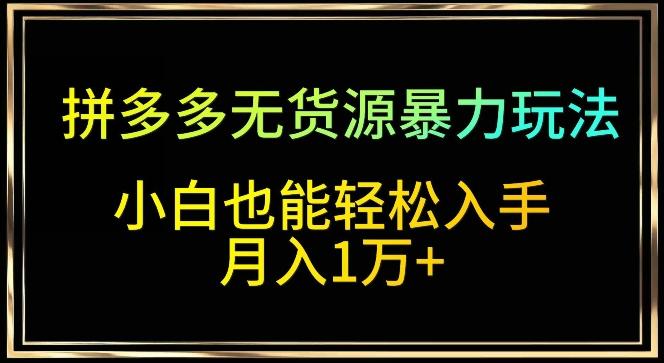 拼多多无货源暴力玩法，全程干货，小白也能轻松入手，月入1万+【揭秘】-灼光资源宝库