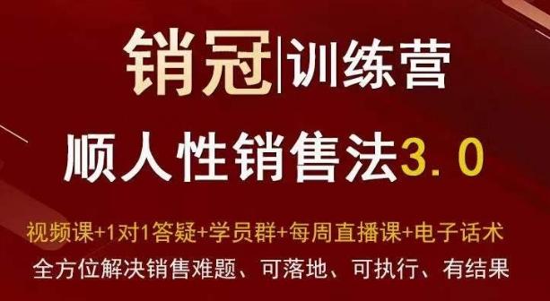 爆款！销冠训练营3.0之顺人性销售法，全方位解决销售难题、可落地、可执行、有结果-灼光资源宝库
