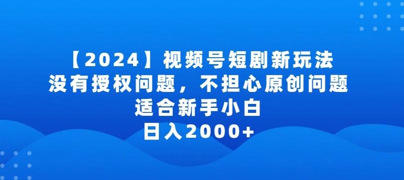 2024视频号短剧玩法，没有授权问题，不担心原创问题，适合新手小白，日入2000+【揭秘】-灼光资源宝库