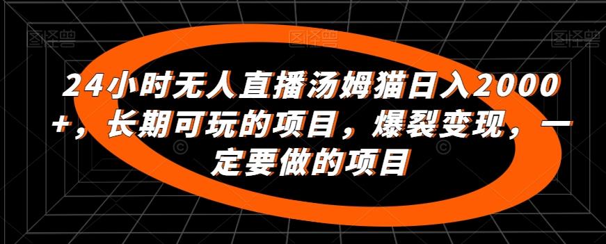 24小时无人直播汤姆猫日入2000+，长期可玩的项目，爆裂变现，一定要做的项目【揭秘】-灼光资源宝库