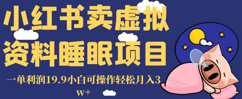 小红书卖虚拟资料睡眠项目，一单利润19.9小白可操作轻松月入3w+【揭秘】-灼光资源宝库