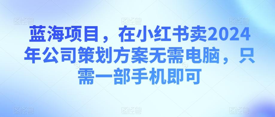 蓝海项目，在小红书卖2024年公司策划方案无需电脑，只需一部手机即可-灼光资源宝库