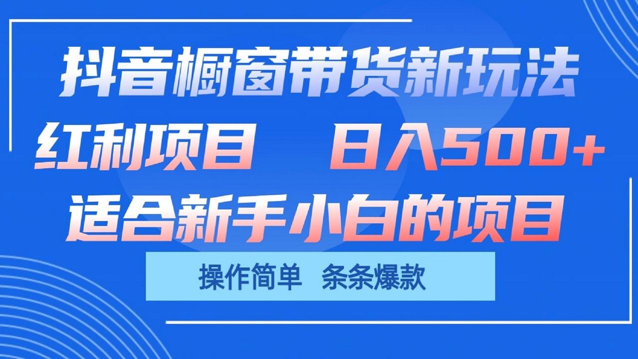 抖音橱窗带货新玩法，单日收益500+，操作简单，条条爆款-资源宝库