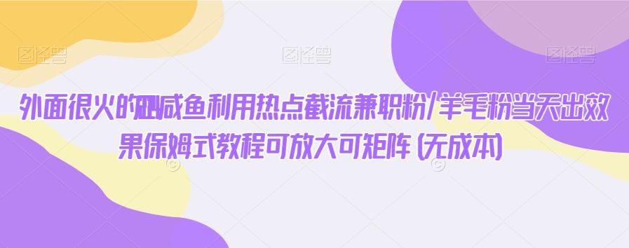 外面很火的2024咸鱼利用热点截流兼职粉/羊毛粉当天出效果保姆式教程可放大可矩阵(无成本)-蘑菇资源宝库
