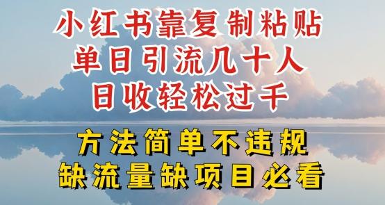 小红书靠复制粘贴单日引流几十人目收轻松过千，方法简单不违规【揭秘】-灼光资源宝库