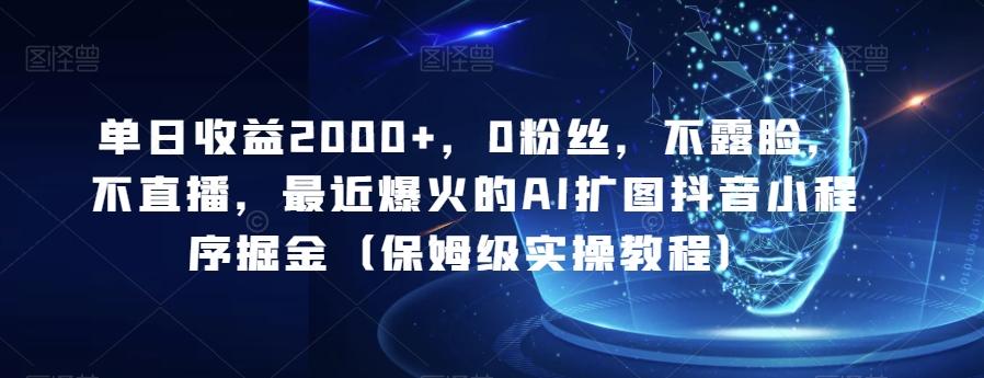 单日收益2000+，0粉丝，不露脸，不直播，最近爆火的AI扩图抖音小程序掘金（保姆级实操教程）-灼光资源宝库