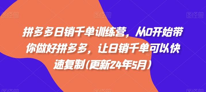 拼多多日销千单训练营，从0开始带你做好拼多多，让日销千单可以快速复制(更新24年5月)-资源宝库