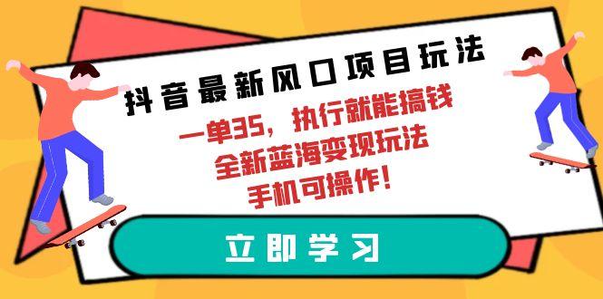 (9948期)抖音最新风口项目玩法，一单35，执行就能搞钱 全新蓝海变现玩法 手机可操作-灼光资源宝库