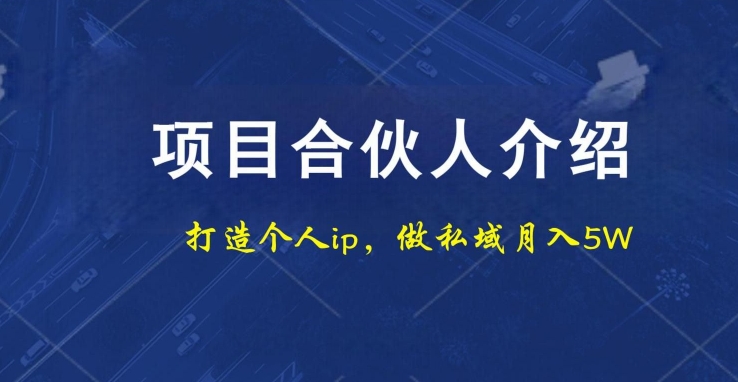 项目合伙人项目，打造个人IP，做私域月入5W，小白勿扰-蘑菇资源宝库