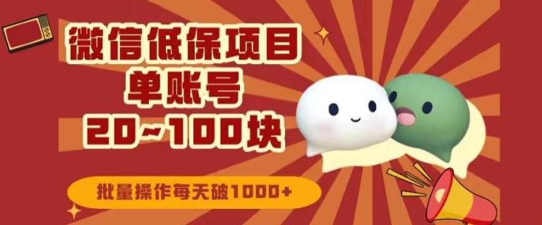 微信领低保单账号20元-100元，批量操作每天破1000+-灼光资源宝库