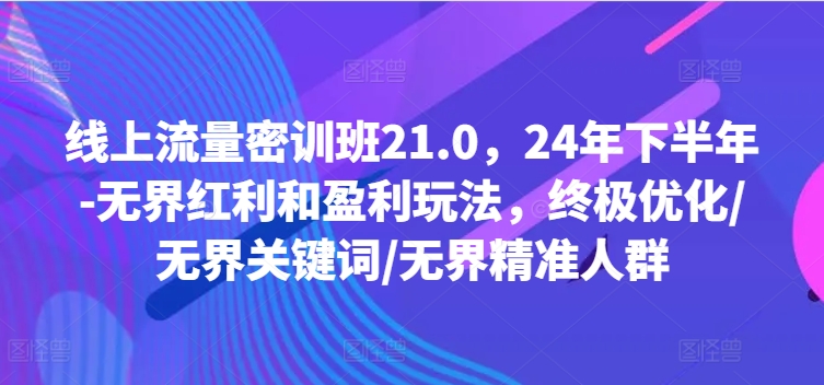 线上流量密训班21.0，24年下半年-无界红利和盈利玩法，终极优化/无界关键词/无界精准人群-灼光资源宝库