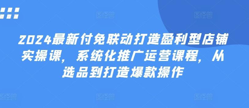 2024最新付免联动打造盈利型店铺实操课，​系统化推广运营课程，从选品到打造爆款操作-灼光资源宝库