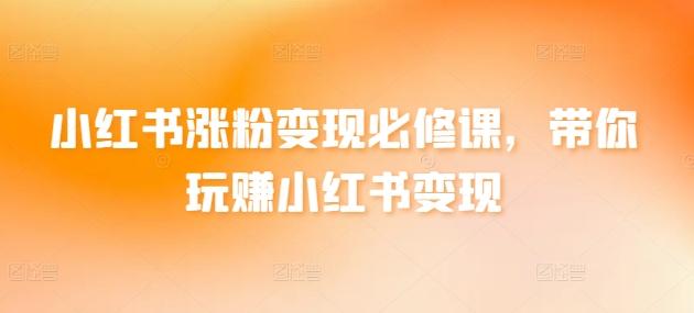 小红书涨粉变现必修课，带你玩赚小红书变现-灼光资源宝库