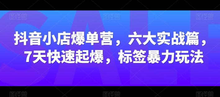 抖音小店爆单营，六大实战篇，7天快速起爆，标签暴力玩法-蘑菇资源宝库