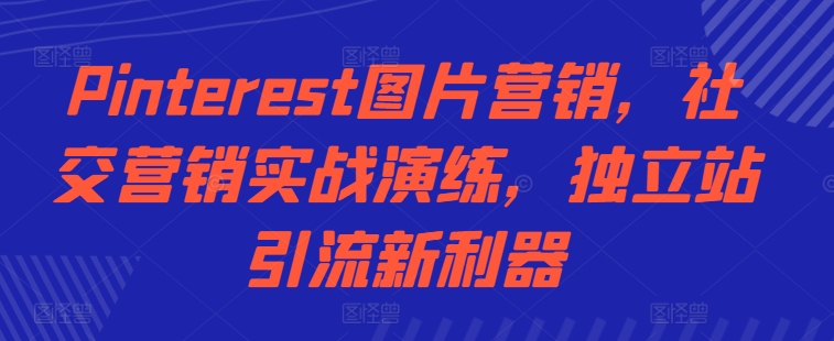 Pinterest图片营销，社交营销实战演练，独立站引流新利器-灼光资源宝库