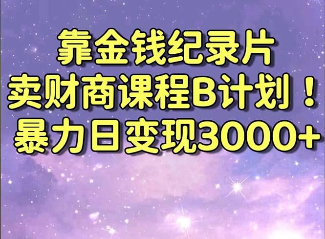 靠金钱纪录片卖财商课程B计划！暴力日变现3000+，喂饭式干货教程！-灼光资源宝库