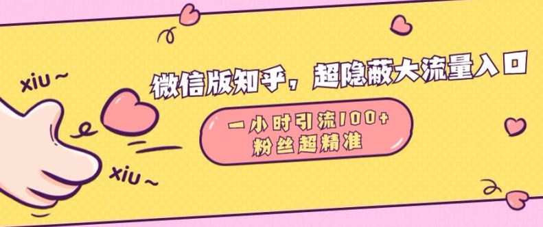 微信版知乎，超隐蔽流量入口1小时引流100人，粉丝质量超高【揭秘】-灼光资源宝库