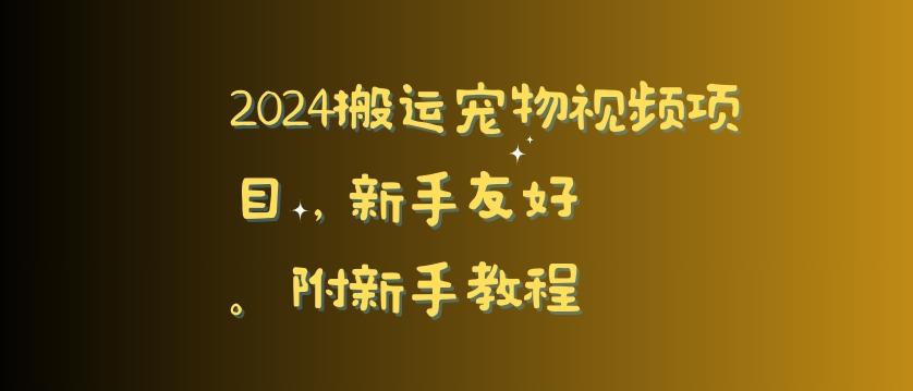 2024搬运宠物视频项目，新手友好，完美去重，附新手教程【揭秘】-灼光资源宝库