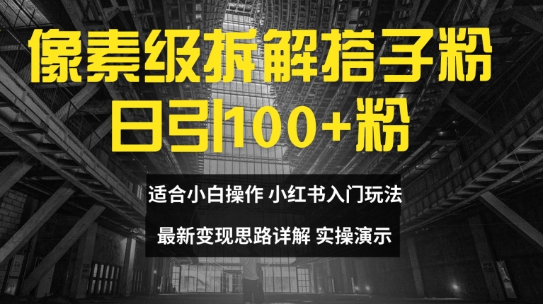 像素级拆解搭子粉，日引100+，小白看完可上手，最新变现思路详解【揭秘】-灼光资源宝库