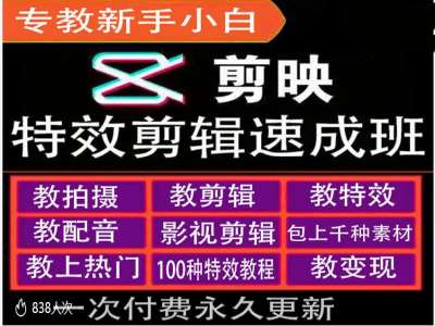 剪映特效教程和运营变现教程，特效剪辑速成班，专教新手小白-灼光资源宝库
