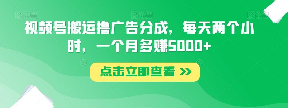 视频号搬运撸广告分成，每天两个小时，一个月多赚5000+-灼光资源宝库