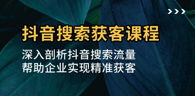 抖音搜索获客课程：深入剖析抖音搜索流量，帮助企业实现精准获客-灼光资源宝库