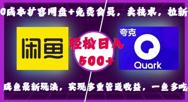 0成本扩容网盘+免费会员，卖技术，拉新，咸鱼最新玩法，实现多重管道收益，一鱼多吃，轻松日入500+-灼光资源宝库