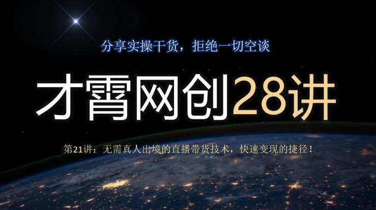 才霄网创28讲第21讲：无需真人出境的直播带货技术，快速变现的捷径！-灼光资源宝库