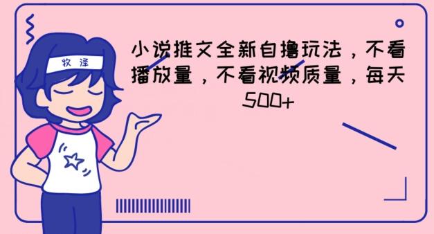 小说推文全新自撸玩法，不看播放量，不看视频质量，每天500+【揭秘】-灼光资源宝库
