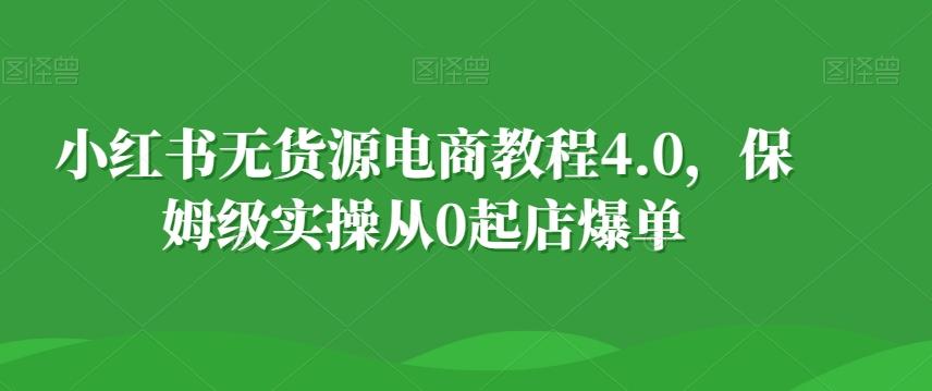 小红书无货源电商教程4.0，保姆级实操从0起店爆单【拆解】-灼光资源宝库