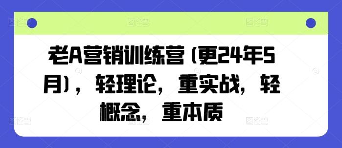 老A营销训练营(更24年6月),轻理论,重实战,轻概念,重本质
