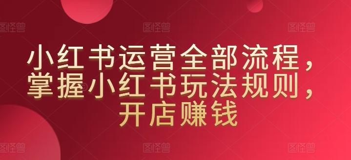 小红书运营全部流程，掌握小红书玩法规则，开店赚钱-灼光资源宝库