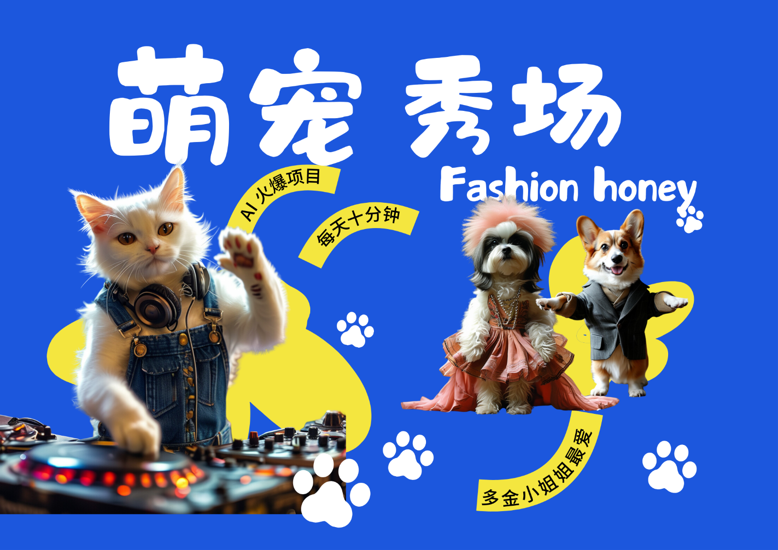 酷飒动物跳舞走秀 时尚喵FASHION汪 多金小姐姐最爱的 轻松月入破W-蘑菇资源宝库