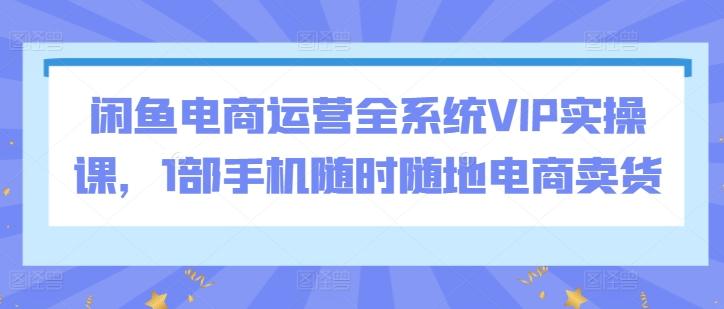 闲鱼电商运营全系统VIP实操课，1部手机随时随地电商卖货-灼光资源宝库