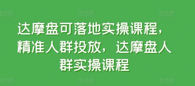 达摩盘可落地实操课程，精准人群投放，达摩盘人群实操课程-灼光资源宝库