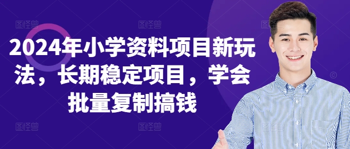 2024年小学资料项目新玩法，长期稳定项目，学会批量复制搞钱-灼光资源宝库