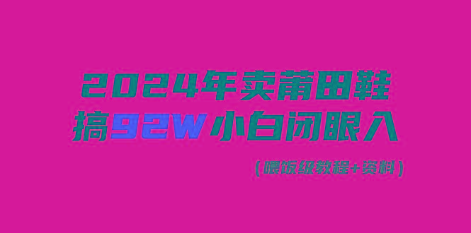 (9329期)2024年卖莆田鞋，搞了92W，小白闭眼操作！-灼光资源宝库