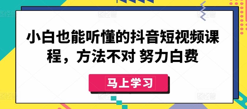 小白也能听懂的抖音短视频课程，方法不对 努力白费-灼光资源宝库