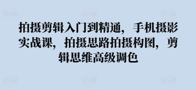 拍摄剪辑入门到精通，​手机摄影实战课，拍摄思路拍摄构图，剪辑思维高级调色-灼光资源宝库