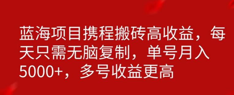携程搬砖项目，只需每天无脑复制，月入5000+-灼光资源宝库