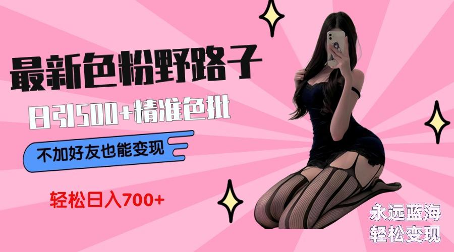 最新色粉变现野路子，日引500+老色批 可不加好友直接变现 小白轻松日入700+-灼光资源宝库
