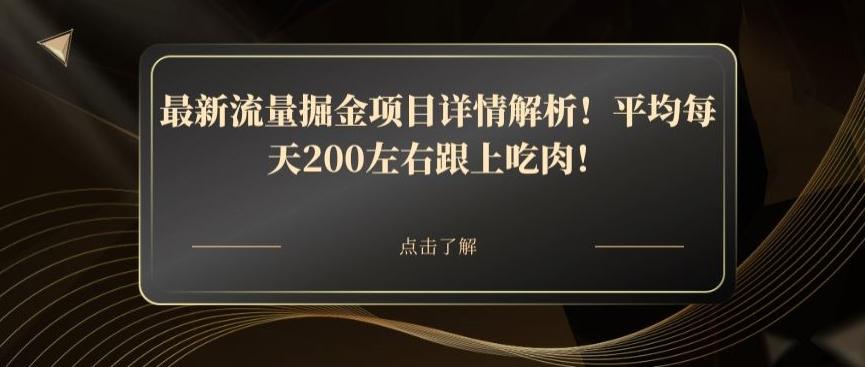 最新流量掘金项目详情解析！平均每天200左右跟上吃肉！-灼光资源宝库