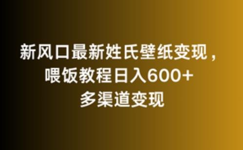 新风口最新姓氏壁纸变现，喂饭教程日入600+【揭秘】-灼光资源宝库